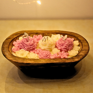 Blush Bloom Wooden Dough Candle